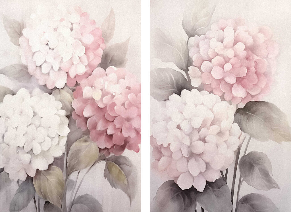 Hortênsias suaves — design completo