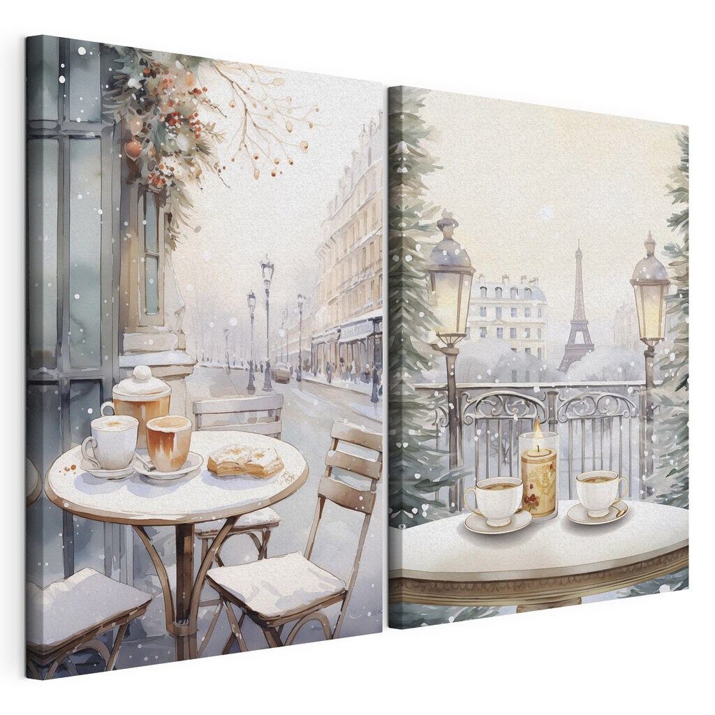 Café em Paris, tela esticada e borda contínua
