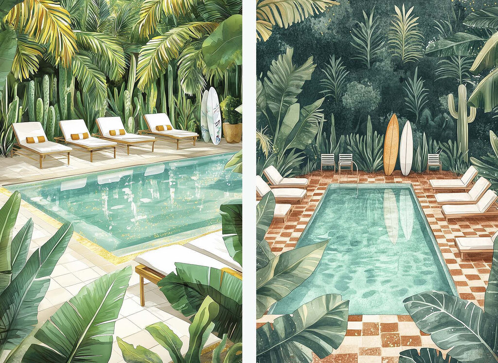 Um mergulho tropical — design completo