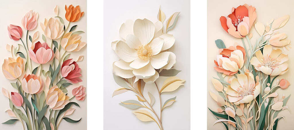 Flores pastel em camadas — design completo