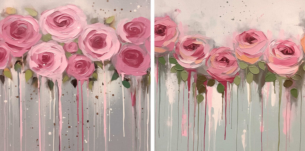 Rosas em fila — design completo