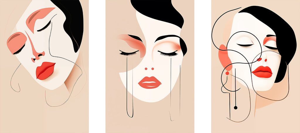 Rostos em linhas — design completo