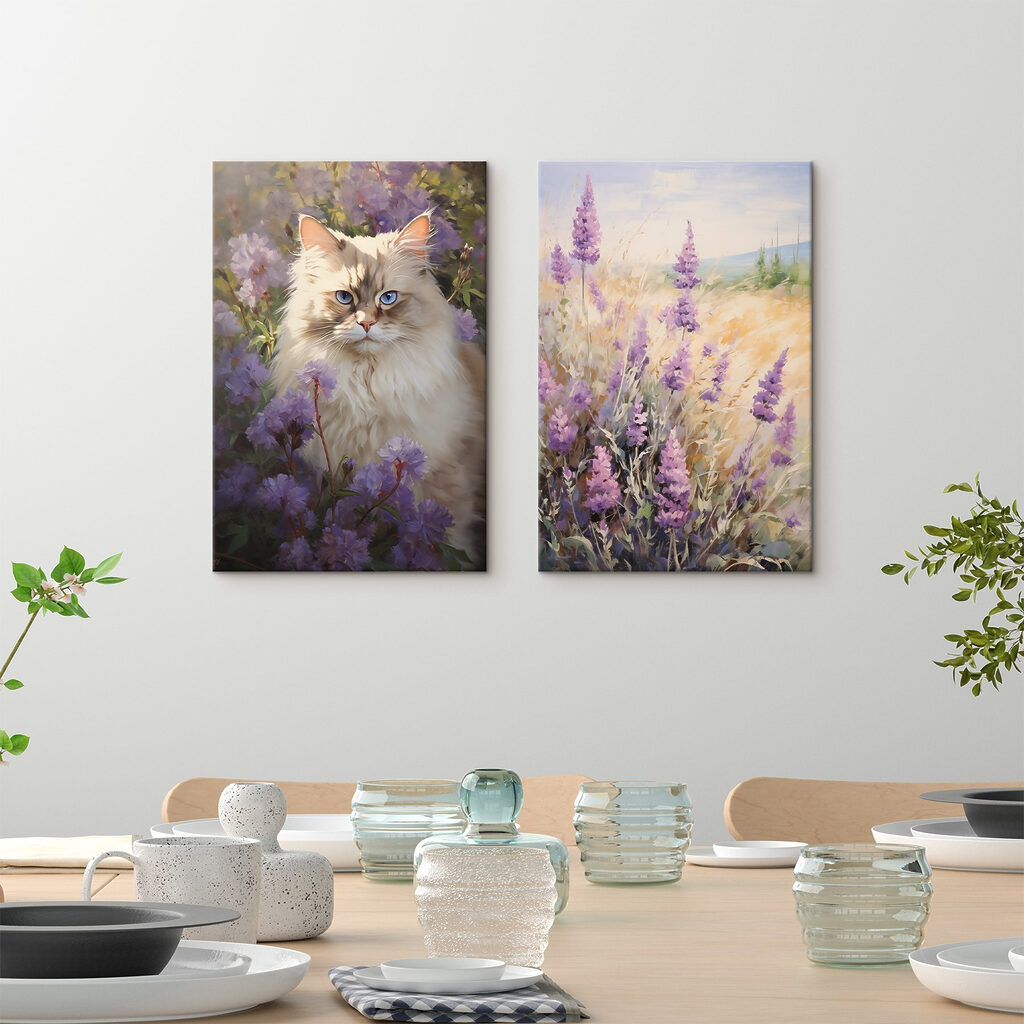 Gato entre lavanda — interior 2
