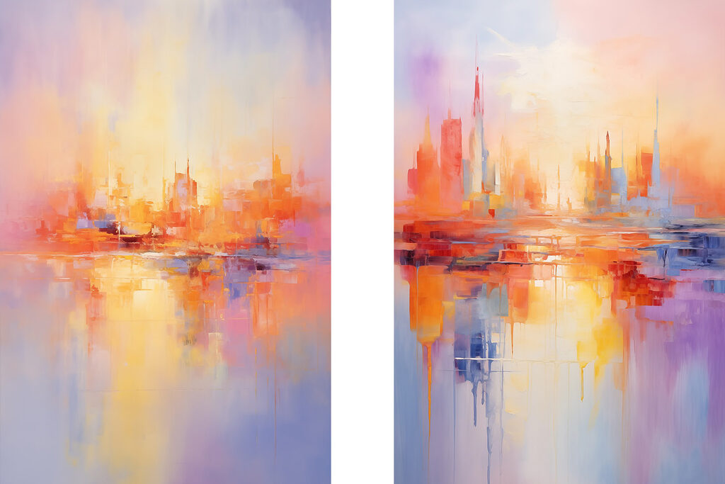 Cidade ao entardecer — design completo