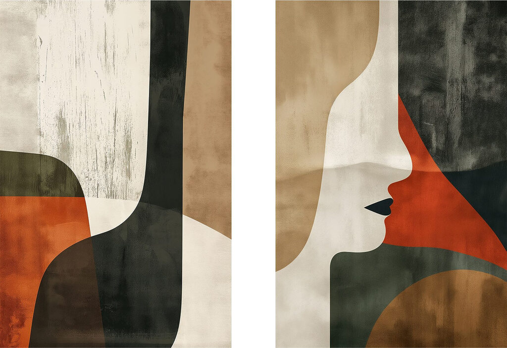Rosto de mulher abstrato — design completo