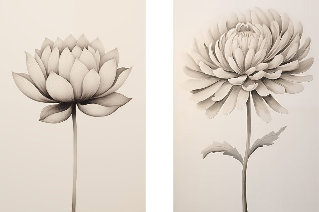 Flores desenhadas — design completo