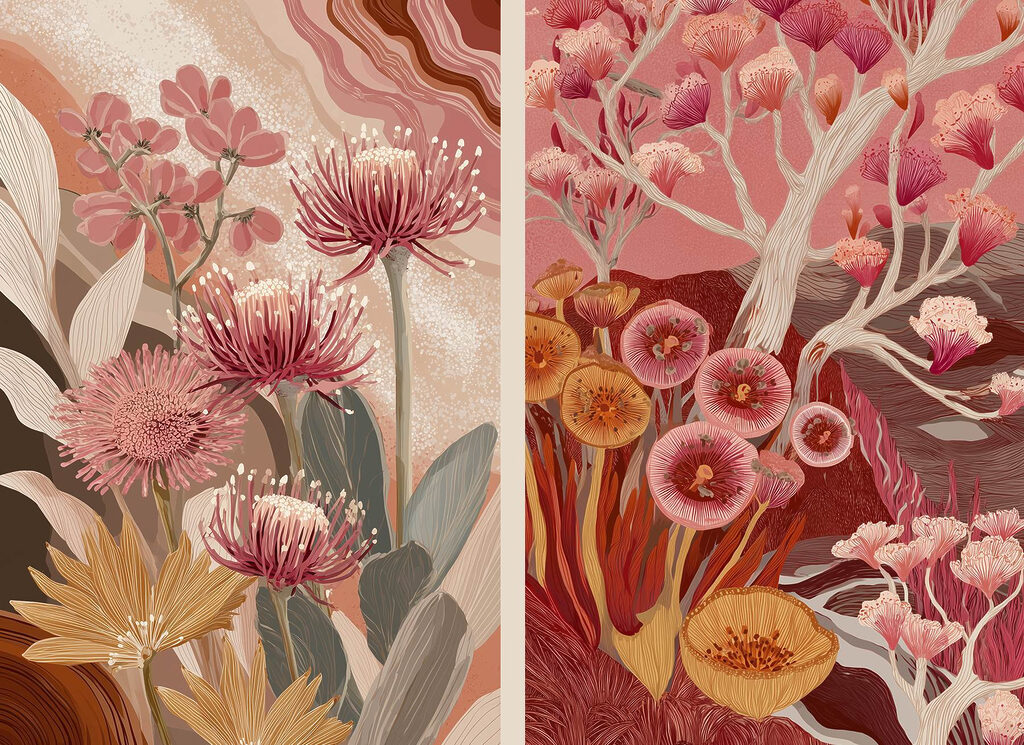 Flores em padrão gracioso — design completo