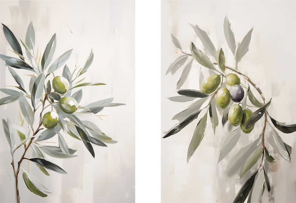Oliveiras em aguarela — design completo