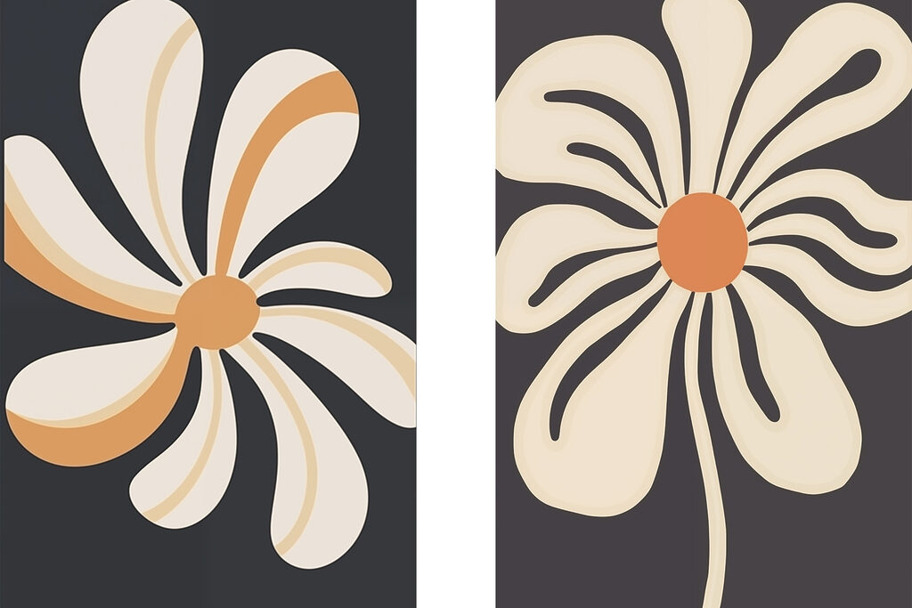 Pétalas brancas sobre carvão — design completo