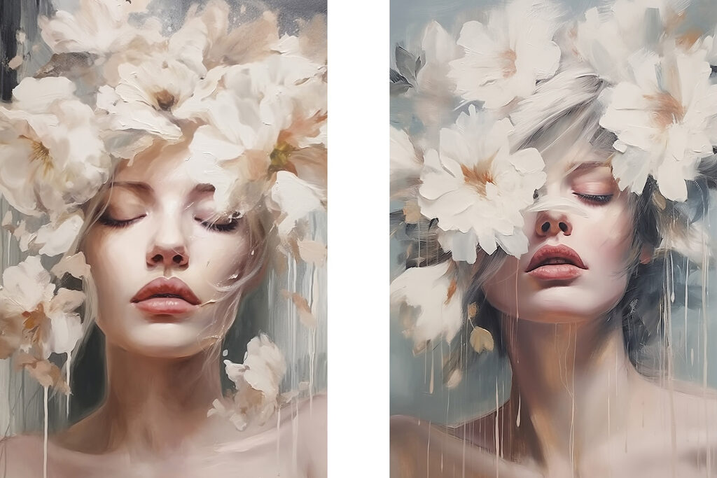 Mulher com flores — design completo