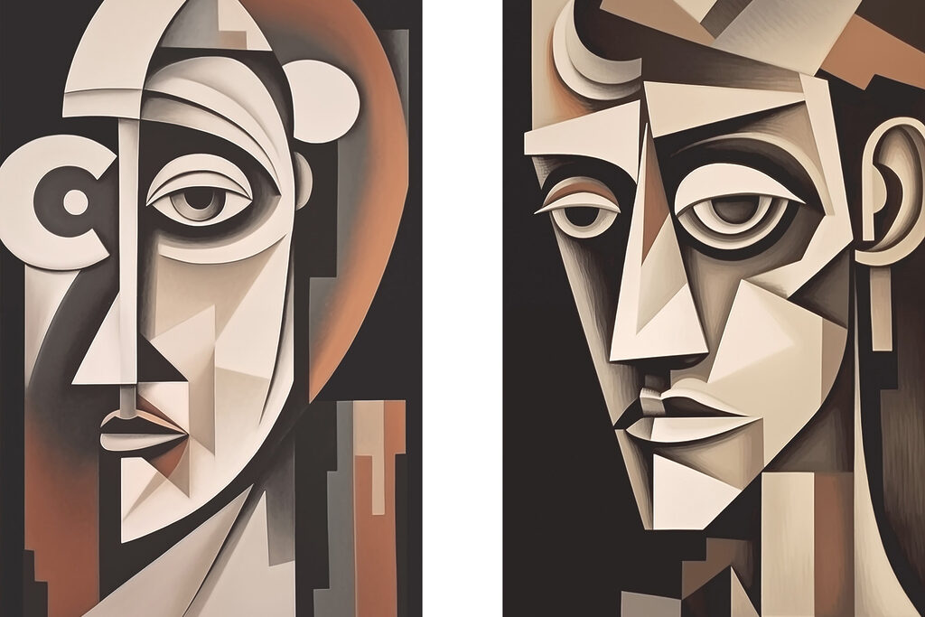 Dois rostos cubistas — design completo