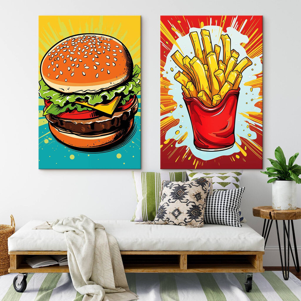 Hambúrguer e batatas fritas — interior 1