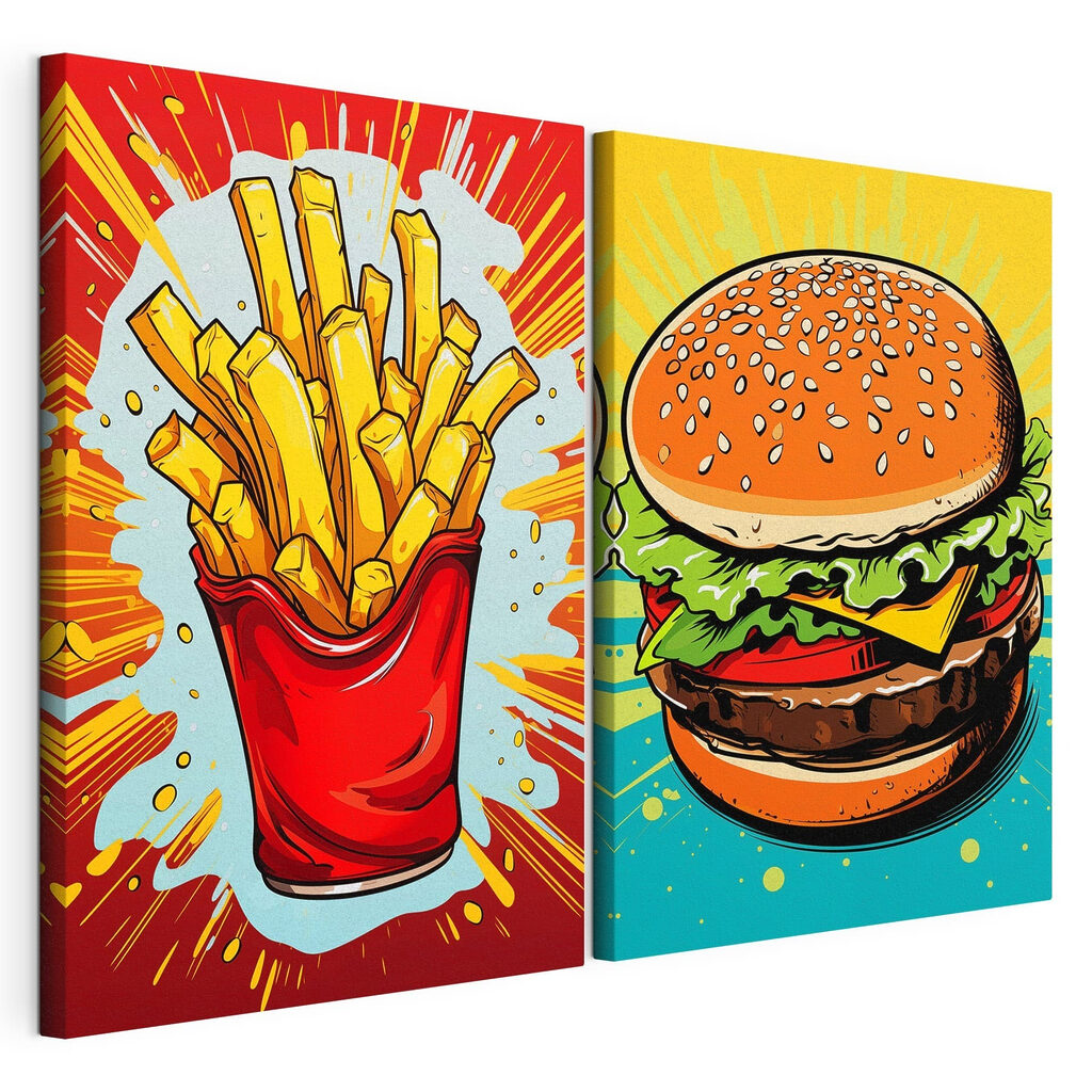 Hambúrguer e batatas fritas — vista do produto