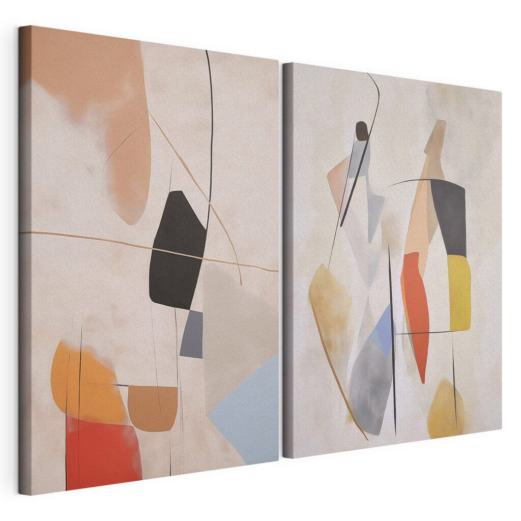 Linhas e formas abstratas, tela esticada e borda contínua