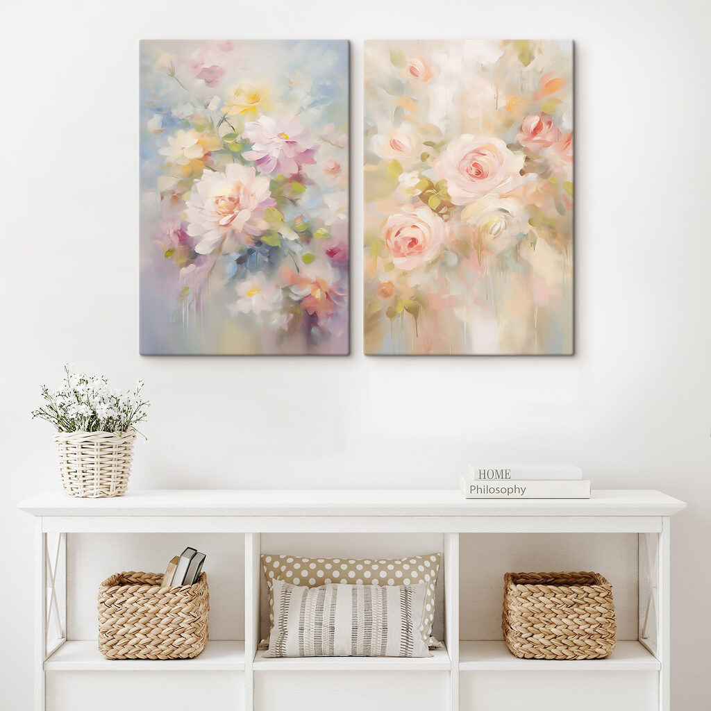 Flores em aguarela suave — interior 1