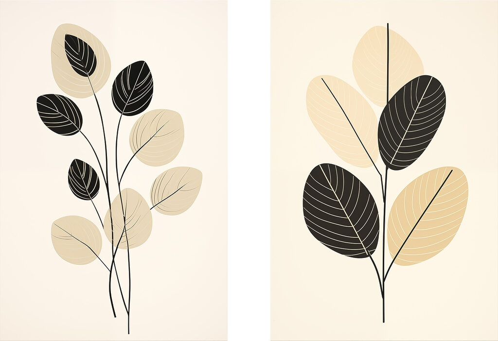 Ramos e folhas minimalistas — design completo