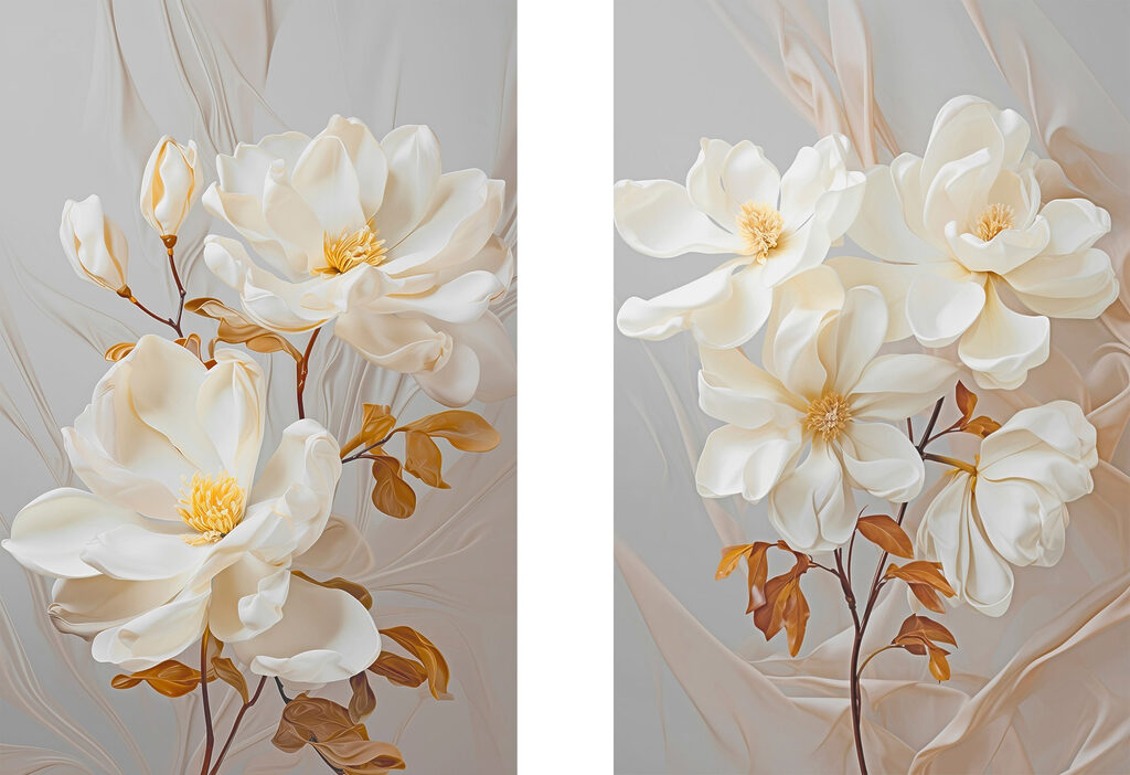 Flores brancas de perto — design completo