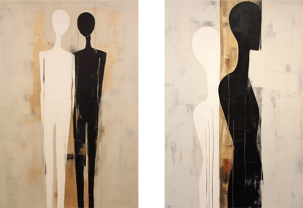 Figura branca e negra — design completo