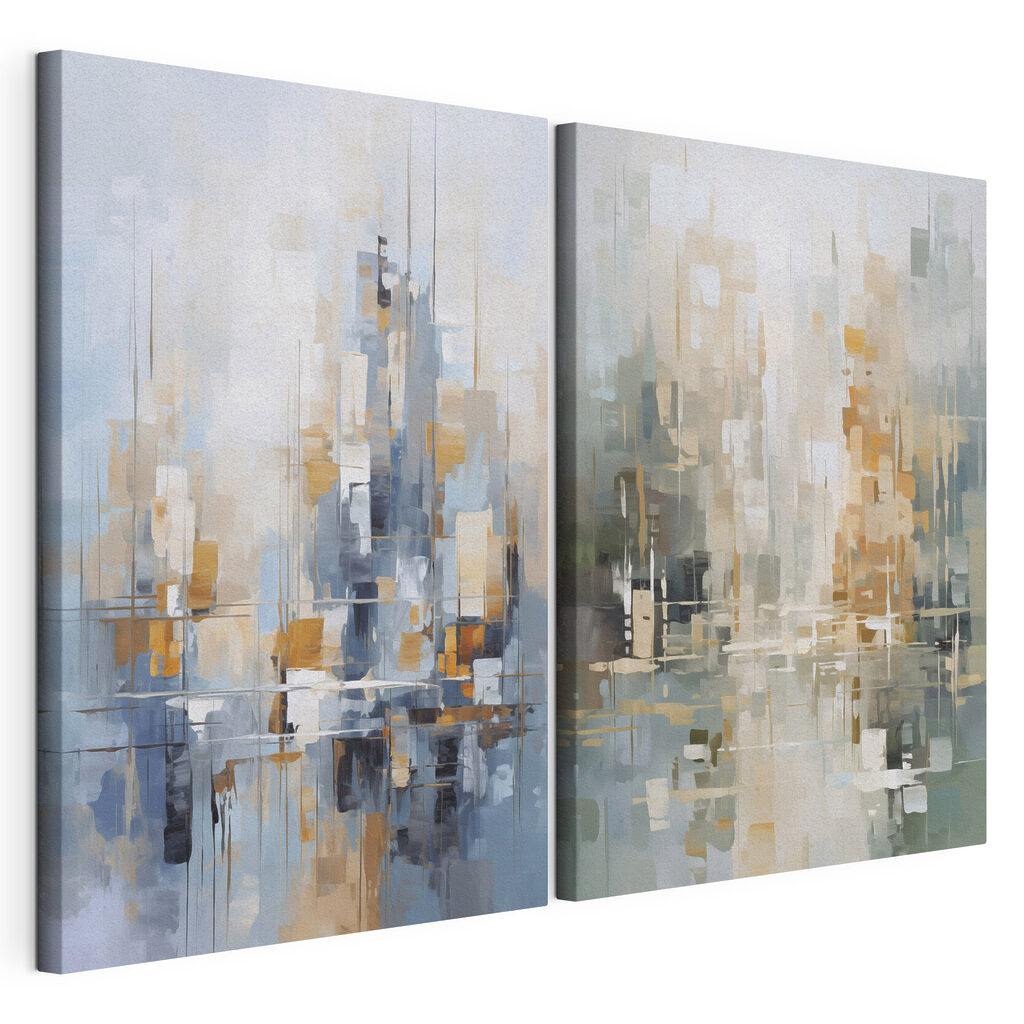 Cidade abstrata, tela esticada e borda contínua