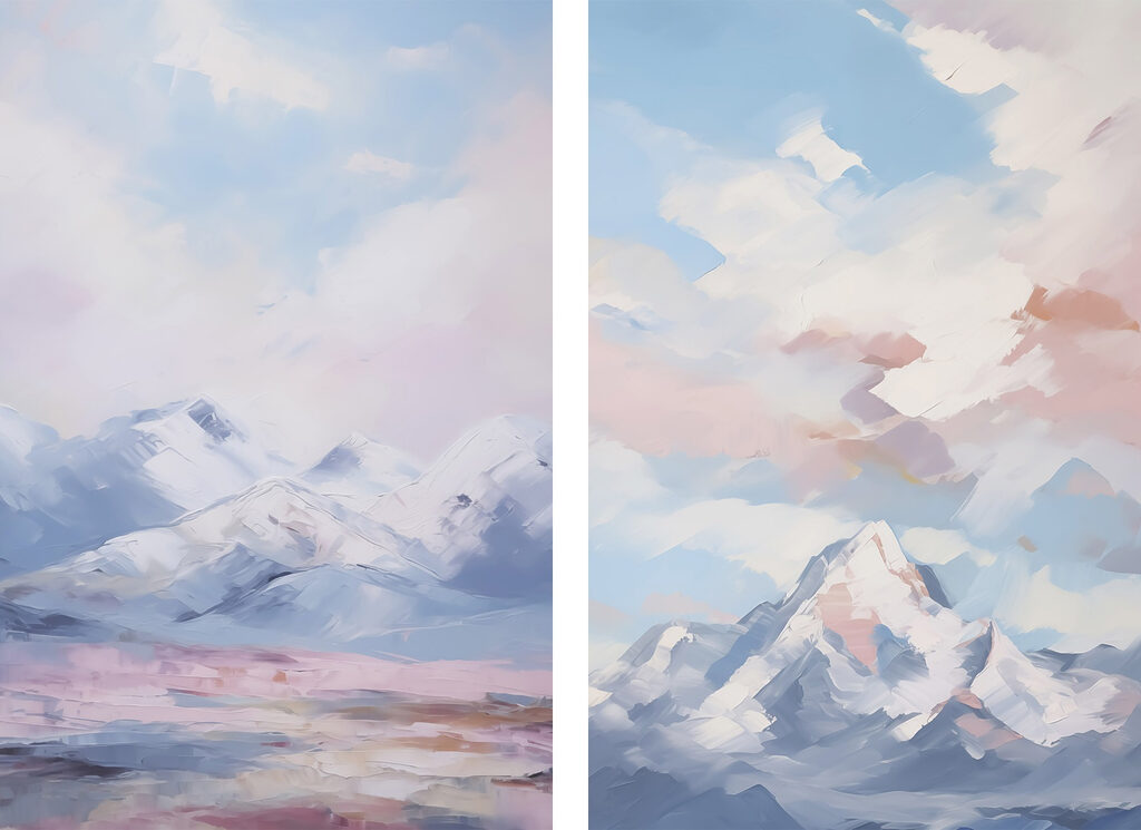 Picos nevados, céu sereno — design completo