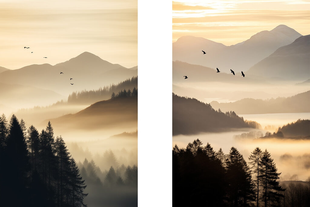 Aves sobre o vale — design completo