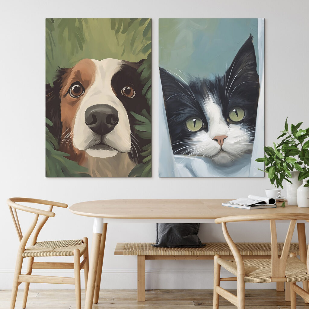 Cão e gato curiosos — interior 1