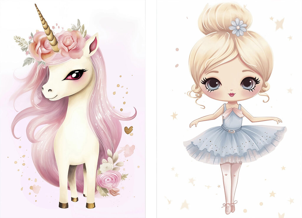 Bailarina loira com estrelas — design completo