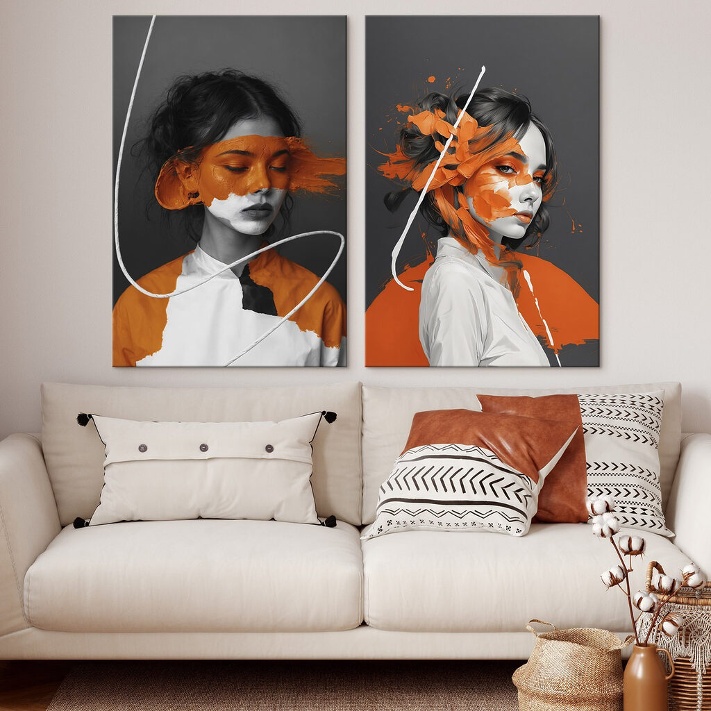 Rosto com tinta laranja — interior 1