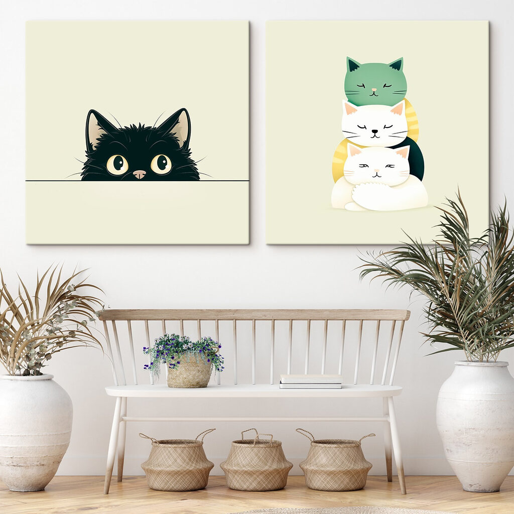 Gatos empilhados — interior 1