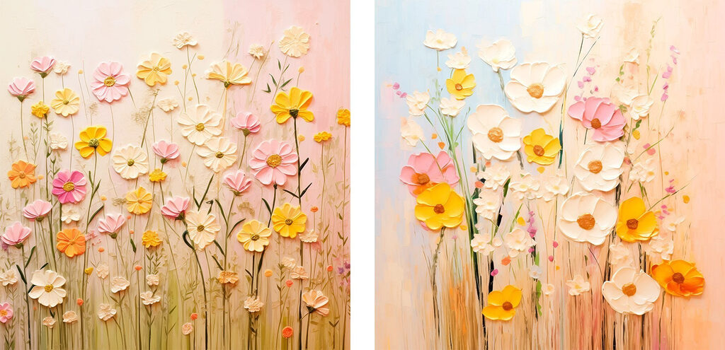 Flores silvestres em pinceladas — design completo