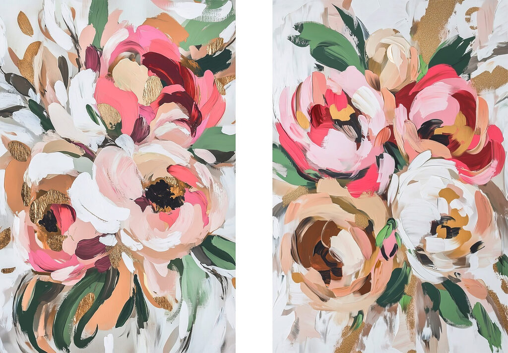 Flores em fundo branco — design completo