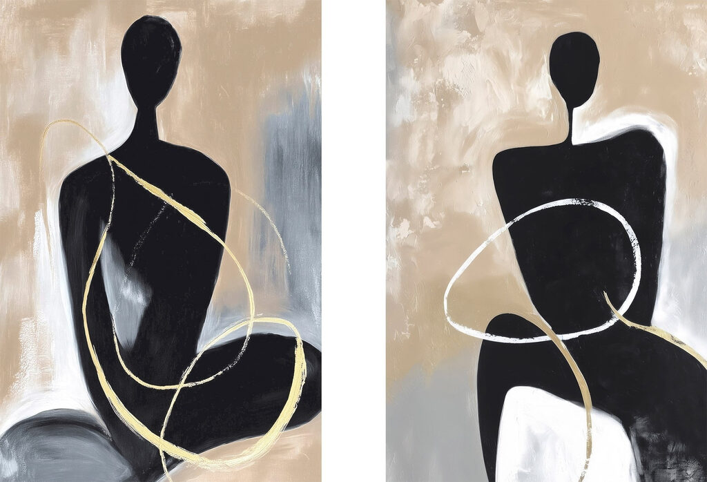 Silhuetas com linhas douradas — design completo