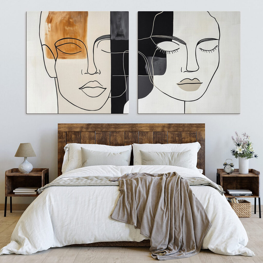 Rostos em linha contínua — interior 1