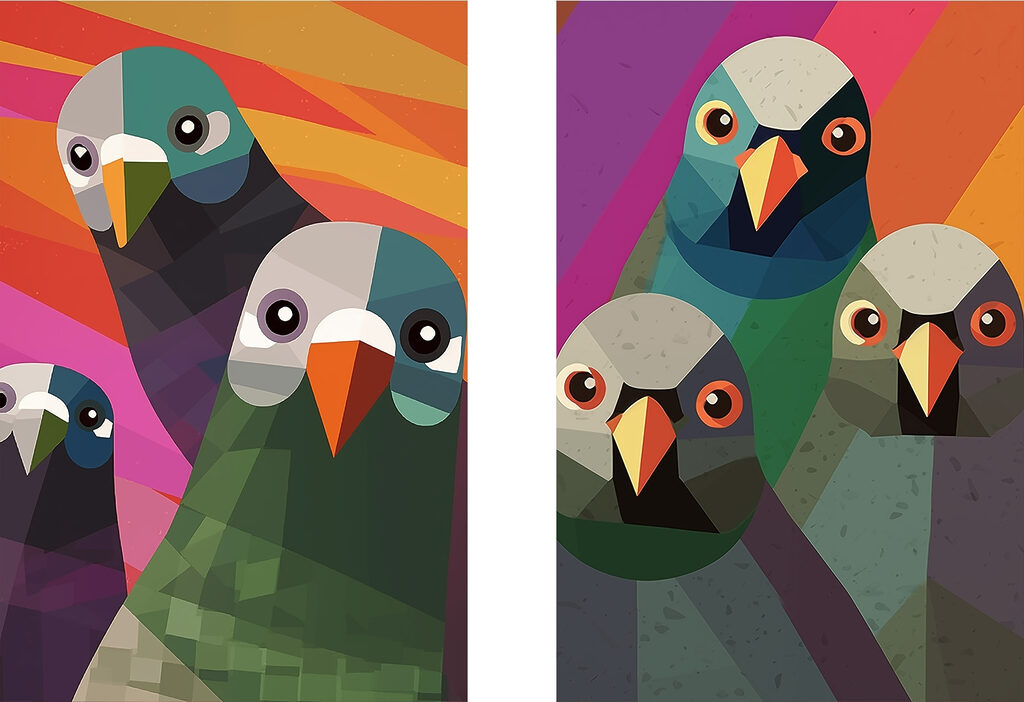 Aves coloridas — design completo