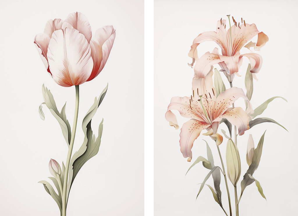 Tulipa e flores delicadas — design completo