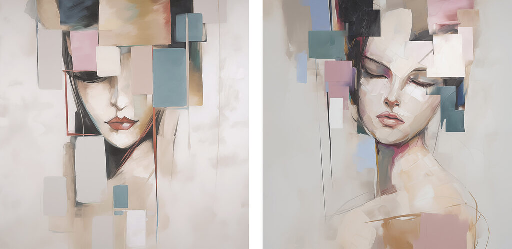 Mulher em tons pastel — design completo
