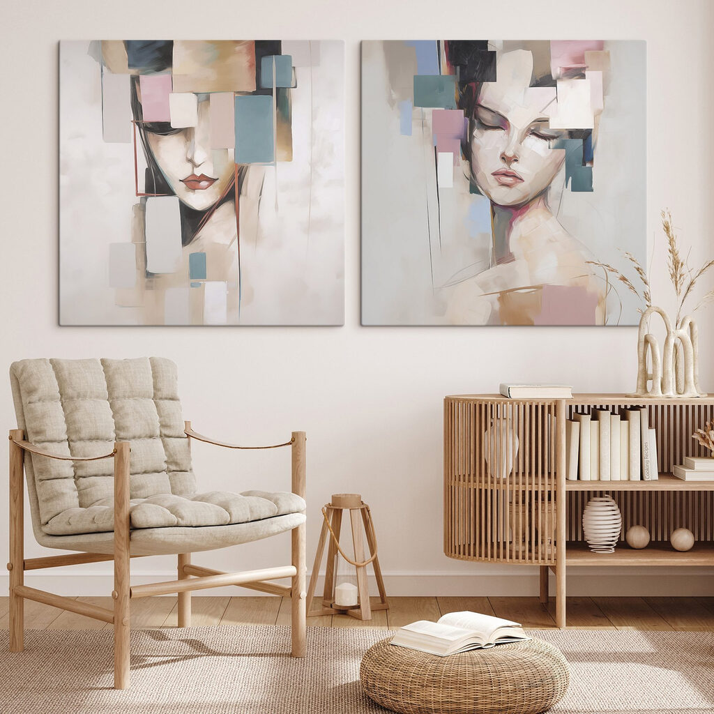 Mulher em tons pastel — interior 1