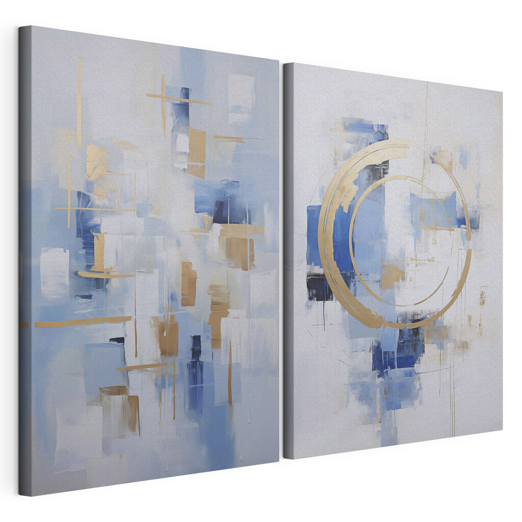 Blocos e traços abstratos, tela esticada e borda contínua