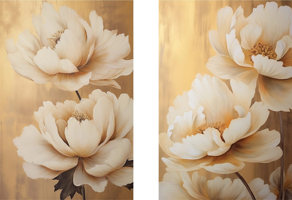 Flores ondulantes e folhagem — design completo