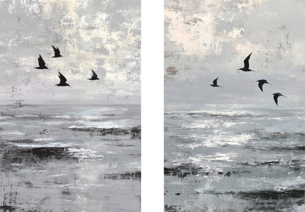 Aves sobre água calma — design completo