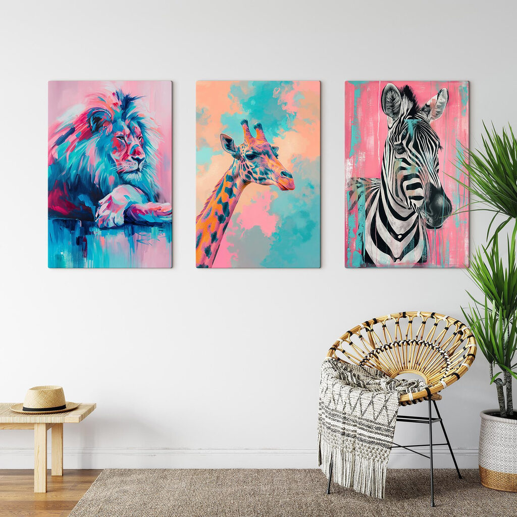 Leão, girafa e zebra — interior 2