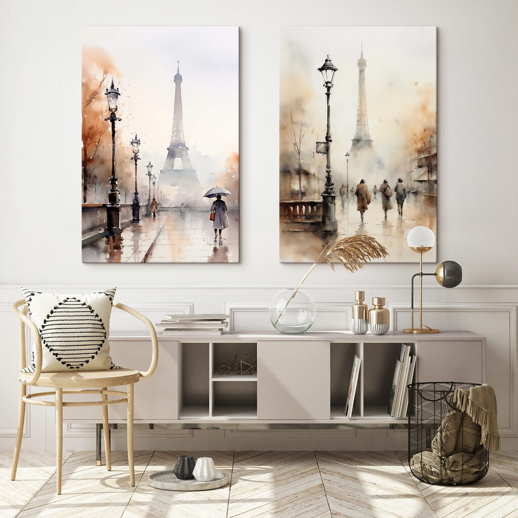 Paris na chuva num interior