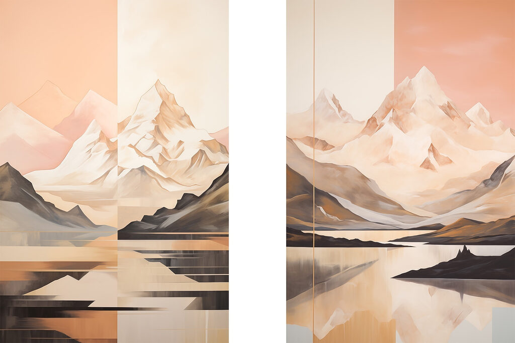 Montanhas sobre um lago — design completo