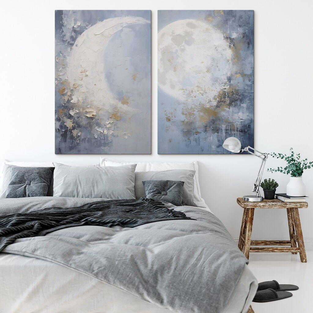 Lua em névoa azul num interior