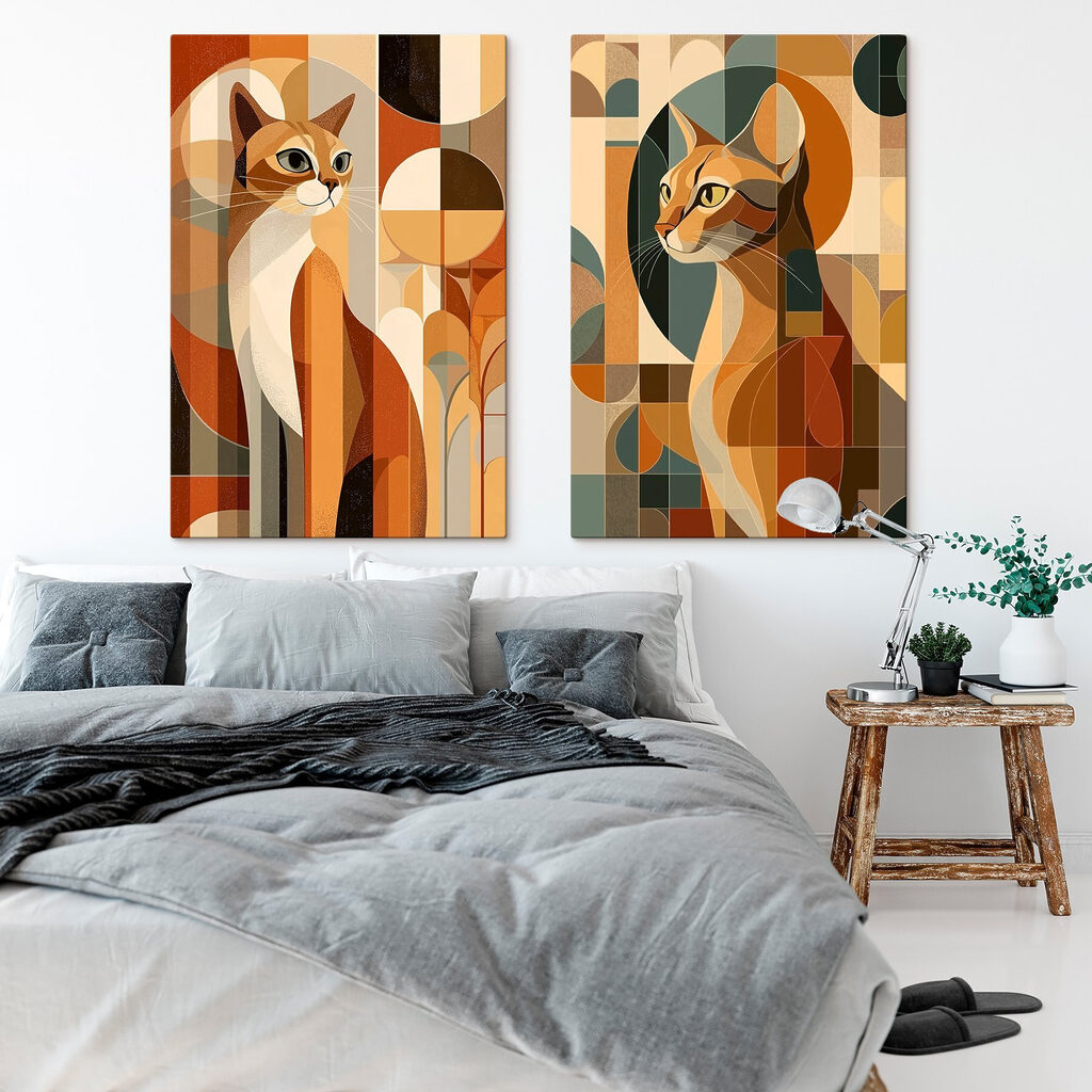 Gatos entre formas geométricas — interior 1