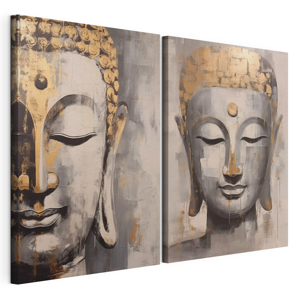 Retratos de Buda, tela esticada e borda contínua