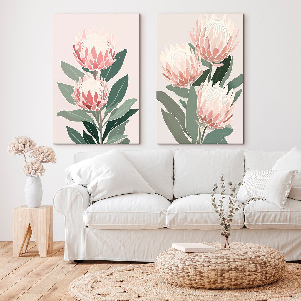 Proteas em tons pastel — interior 2