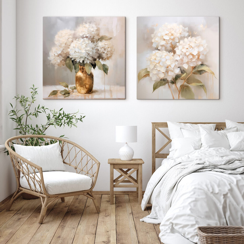 Hortênsias na luz — interior 1