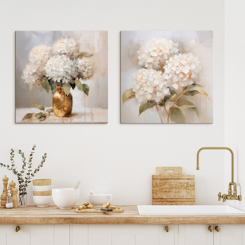 Hortênsias na luz — interior 2