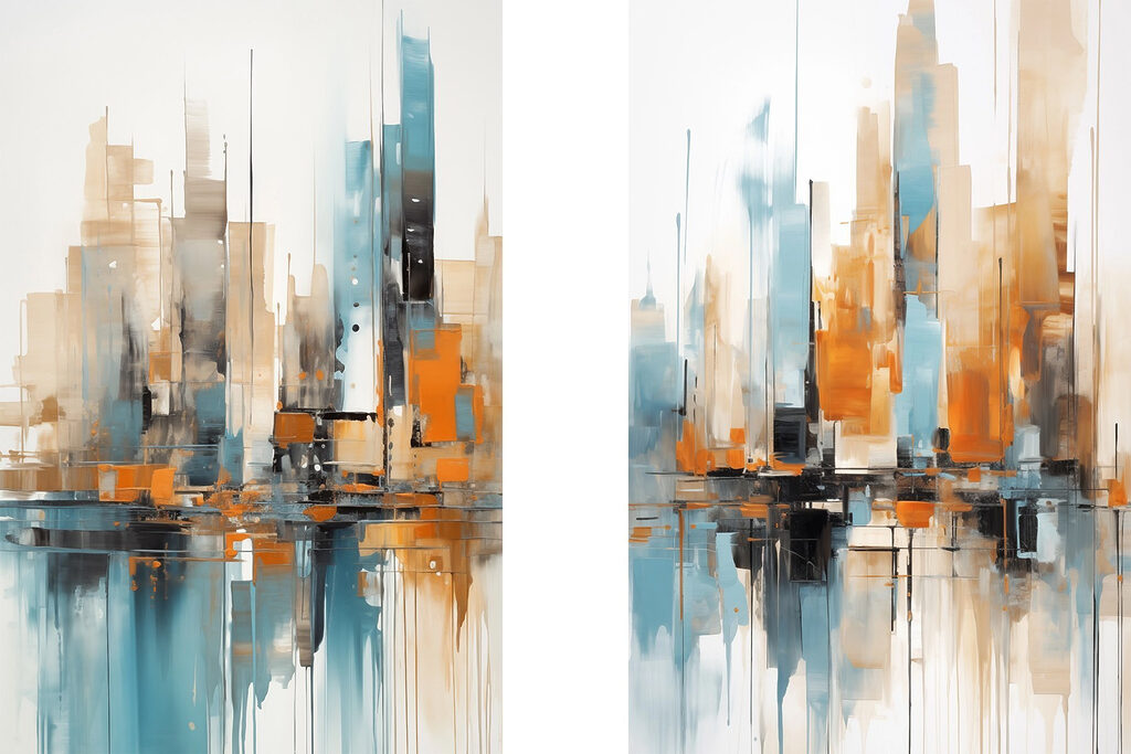 Cidade com reflexos — design completo